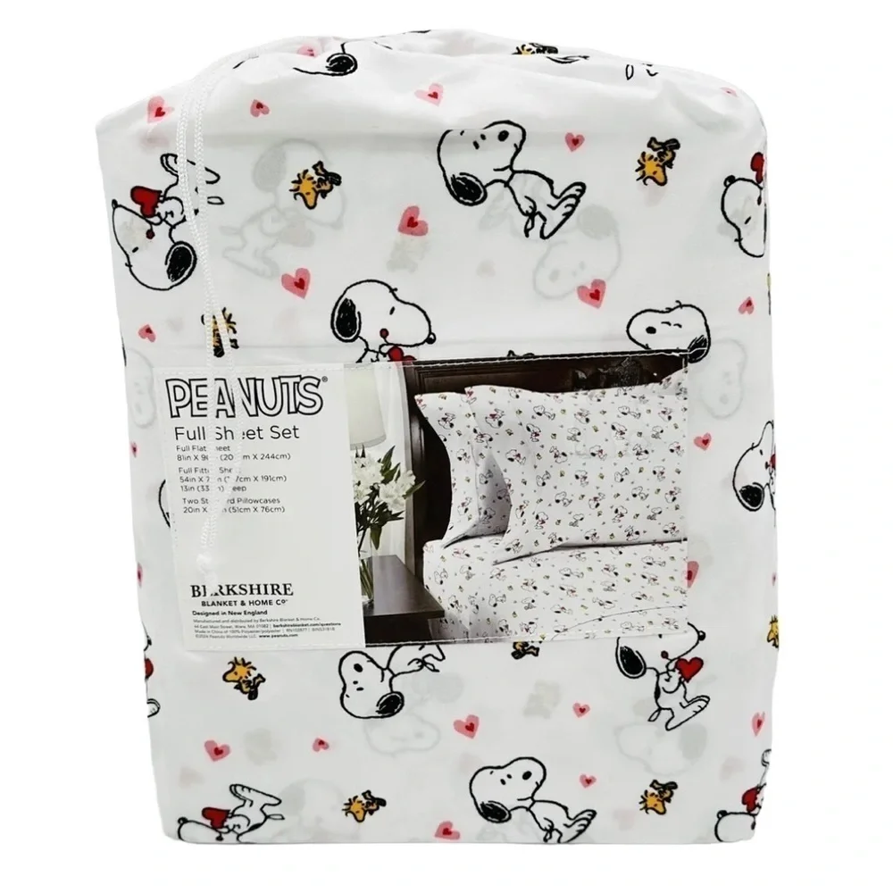 Snoopy Peanuts Full Size Valentine Sheet Set NWT